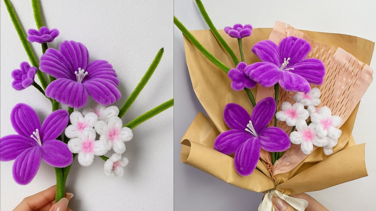 モールフラワー作るのもすきです🌸 モールフラワー花束 - YouTube