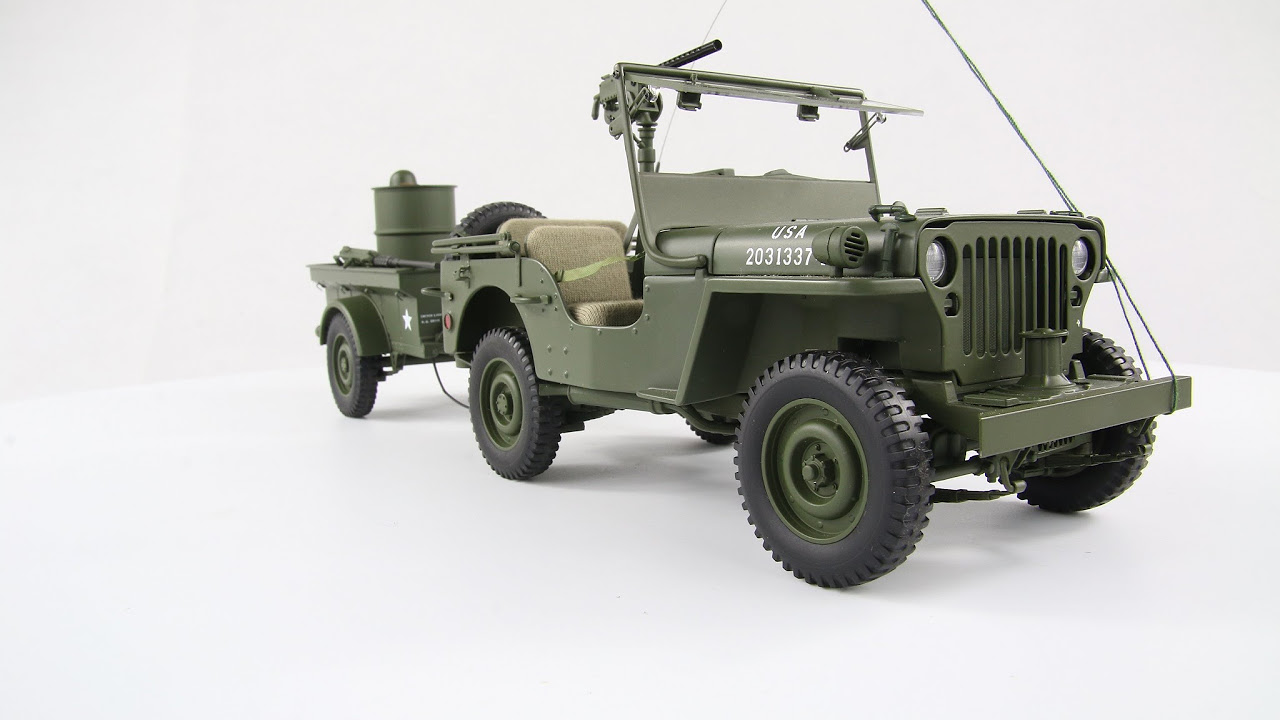 Willys Jeep with Trailer 1/18 Autoart - unbox and review - YouTube