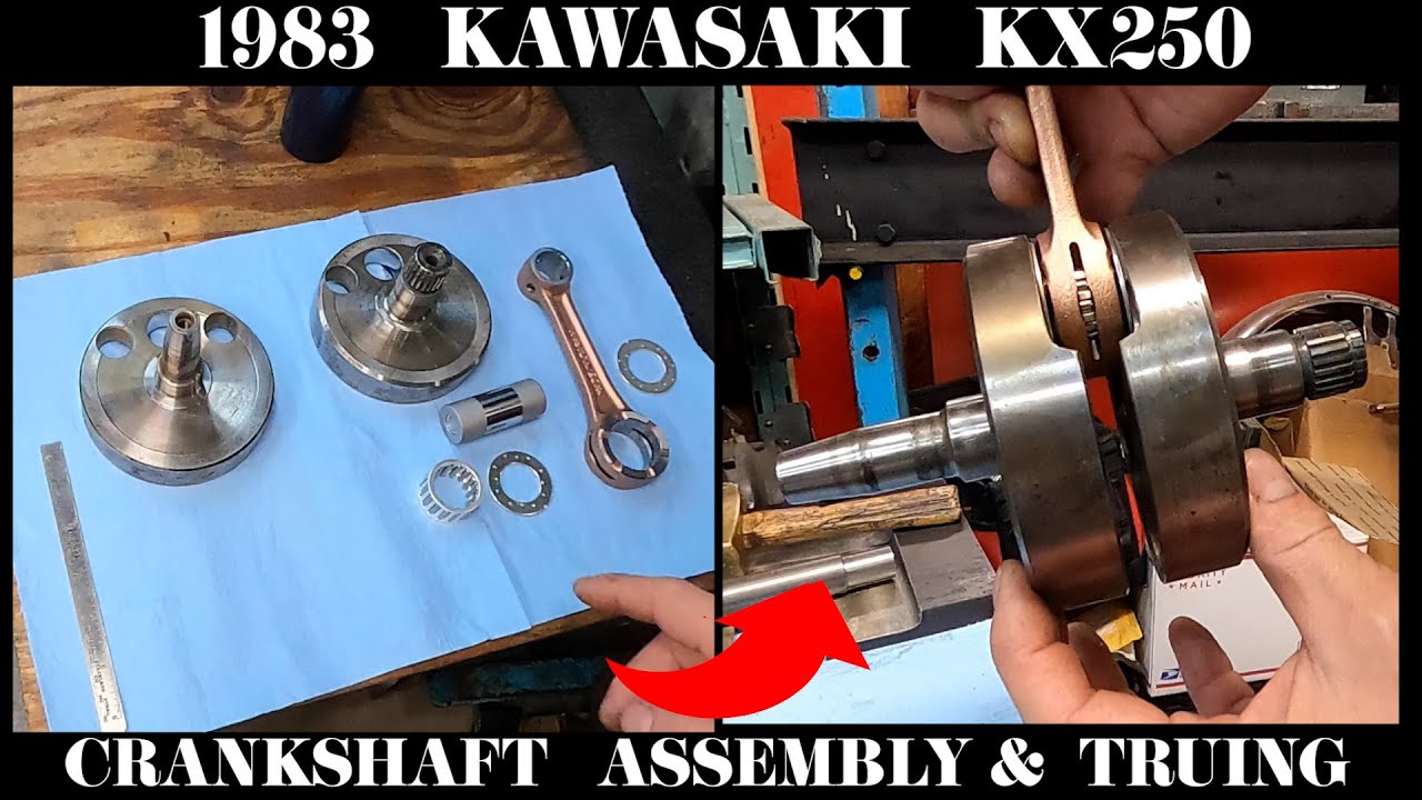 1983 KAWASAKI KX250 クランク組み付け、芯だし - YouTube