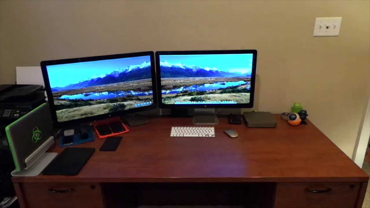 Desk Tour March 2014. Mac Mini with 2 Thunderbolt Displays. - YouTube