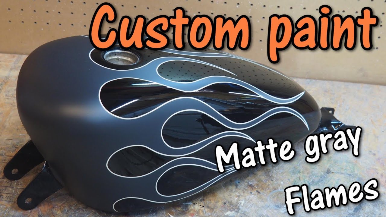 Custom Paint] Black & Matte Gray Flames painted on an injection
