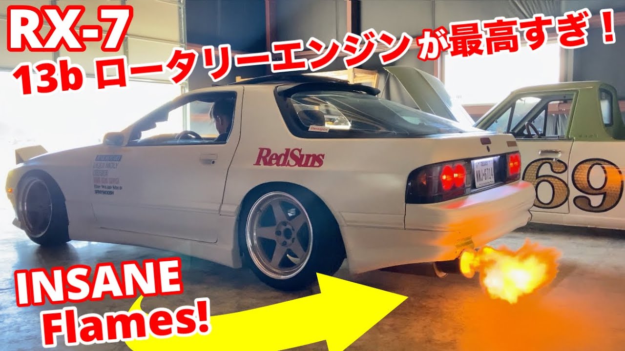 Mazda RX-7 13b Rotary Bridgeport HUGE Flames and Exhaust Sounds