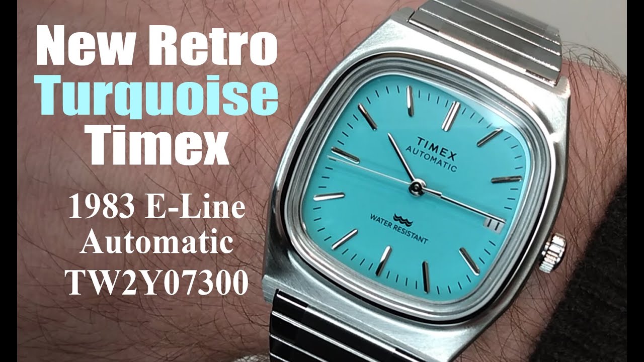 New Retro Turquoise Blue Timex 1983 E-Line Automatic - TW2Y07300