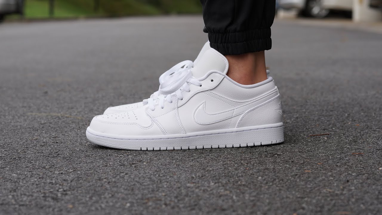 Air Jordan 1 Low Triple White - REVIEW & ON FEET - YouTube