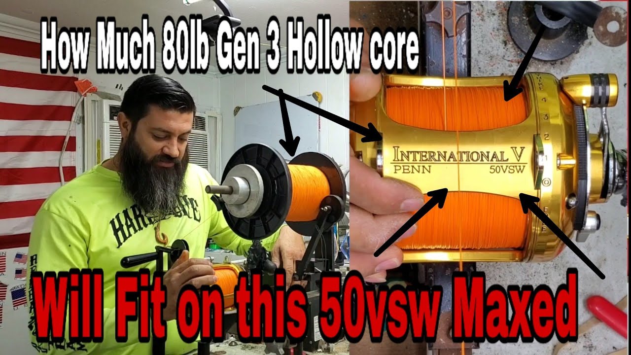 80lb Gen 3 Hollow core on 50Vsw Penn International - YouTube