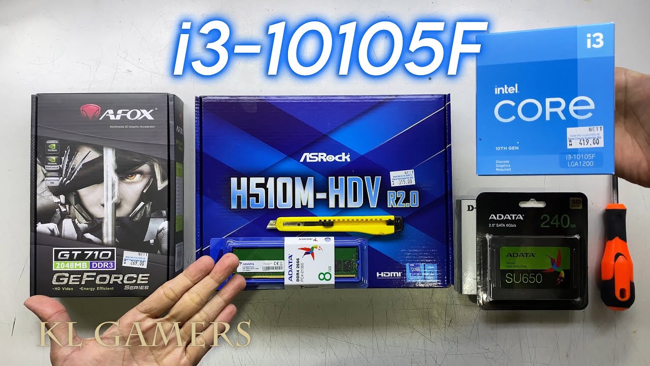 intel Core i3 10105F ASRock H510M-HDV R2.0 AFOX GT710 Average PC