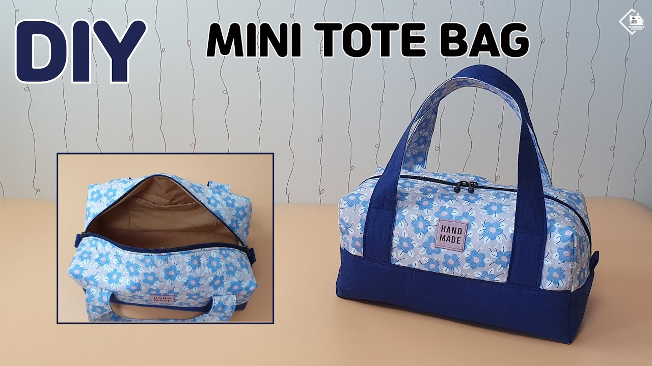DIY MINI BOSTON BAG/ Simple tote bag/ Zipper pouch/ sewing