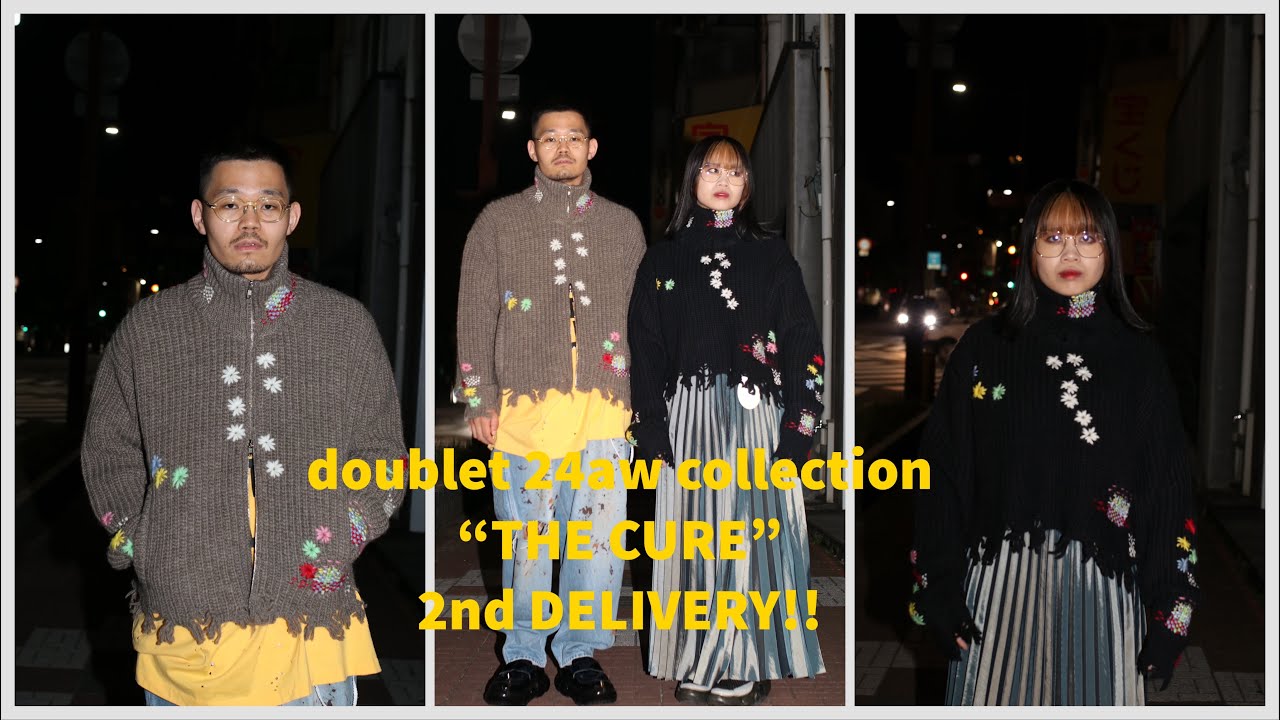 24AW】doublet DARNING CUT OFF DRIVERS KNIT WEAR (BLACK