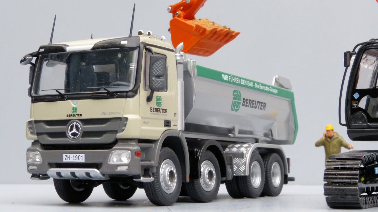 NZG Mercedes-Benz Actros 8x4 Half Pipe Tipper Truck 'Bereuter' by