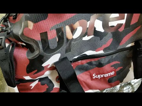 ASMR SUPREME Red Camo Duffle Bag + How To Legit Check! - YouTube