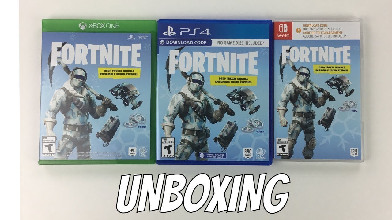 FORTNITE DEEP FREEZE BUNDLE UNBOXING XBOX ONE NINTENDO SWITCH AND