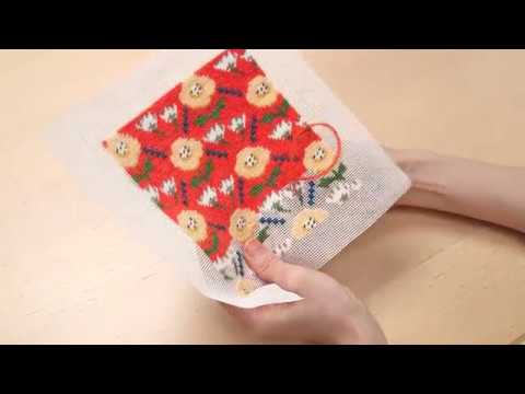 スミレ 花柄刺繍クッション ニードルポイントクッション ニードル