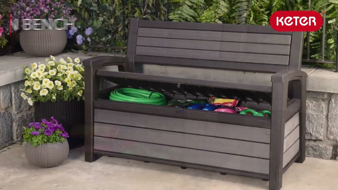 Keter Hudson Storage Bench - Brown - YouTube