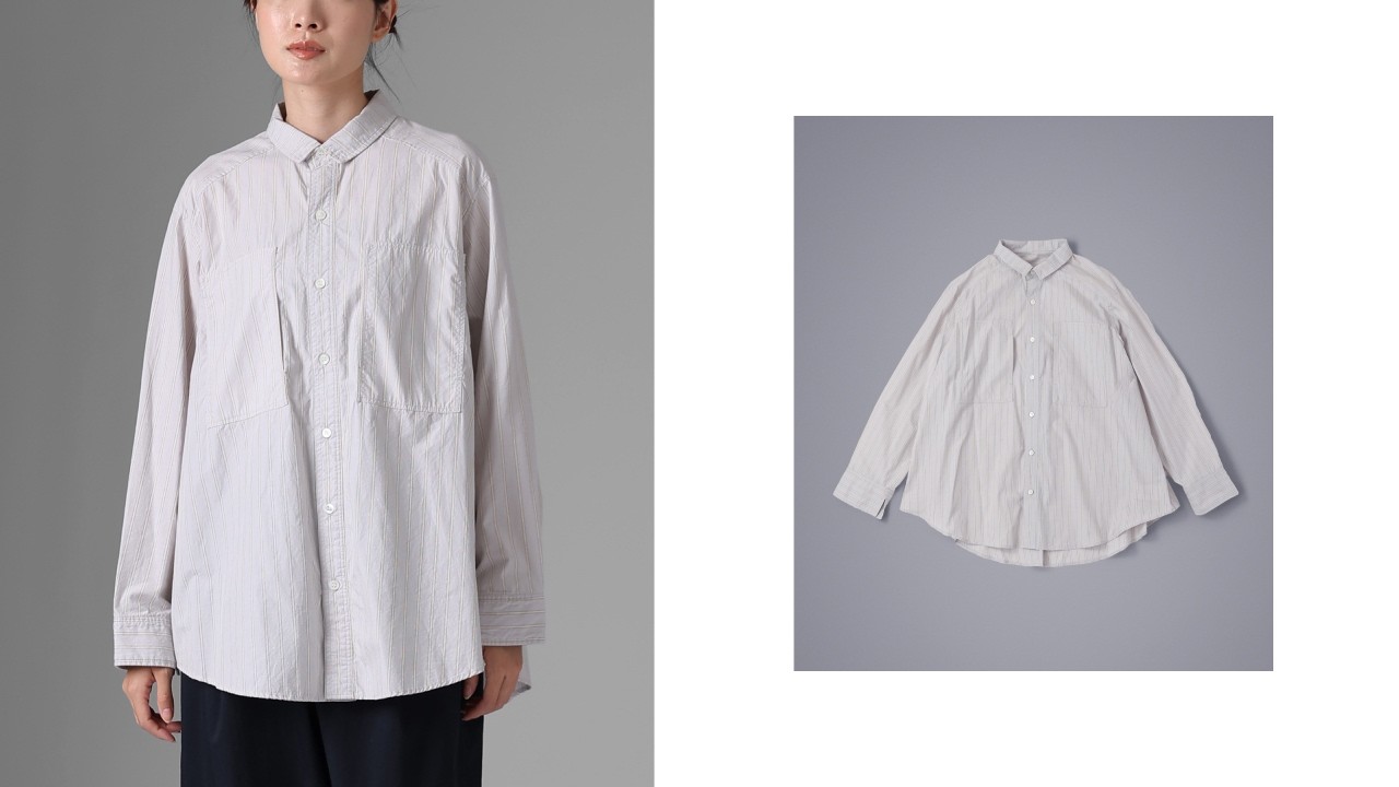 ブライアン・B [haddow] サイドスリットポケットのストライプシャツ