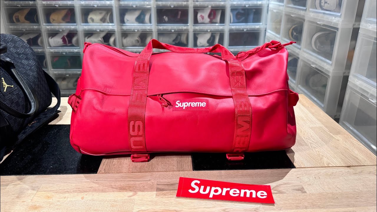 Unboxing : Supreme Leather Duffle Bag Red - Is it real leather? Is