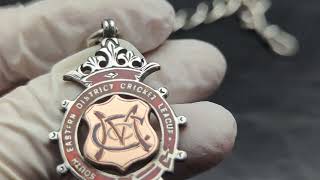 1900年頃 英国アンティーク 純銀製アルバートチェーン 52g 純銀