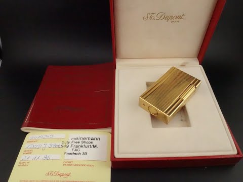 開閉音あり】デュポン ライン1 LINE1 ラージ ゴールド 1D0DJ98