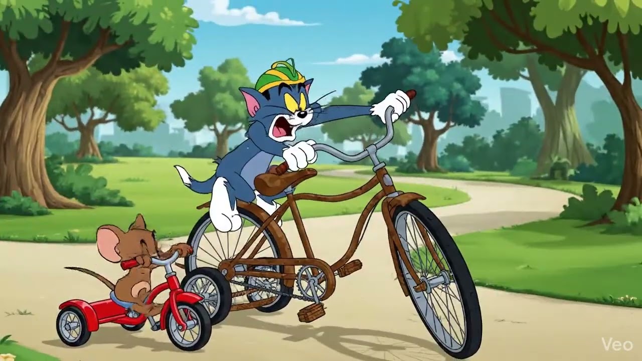 Tom and jerry funny cycling - YouTube