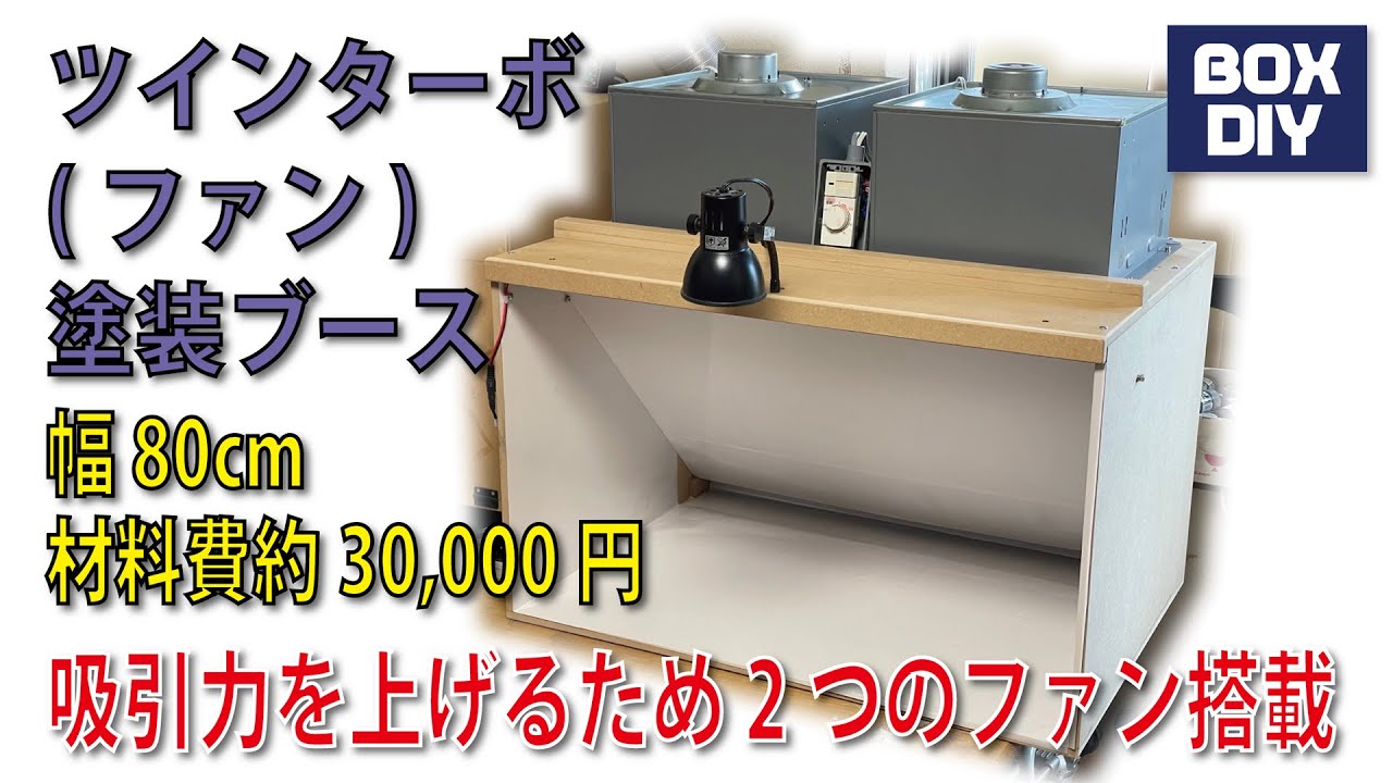 ツインターボ(ツインファン)の強力塗装ブース：約3万円で幅80cmある