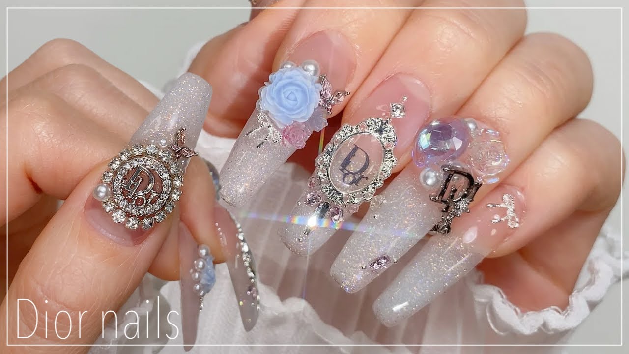 セルフネイル】透明感爆発Diorネイル✨かわいいワンホンネイル❣️長さ