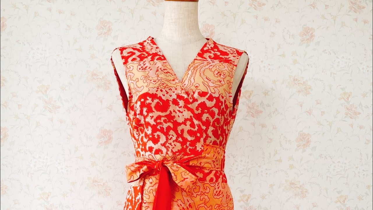 着物（長襦袢）から作る便利でステキなラップドレス♪Remake a kimono