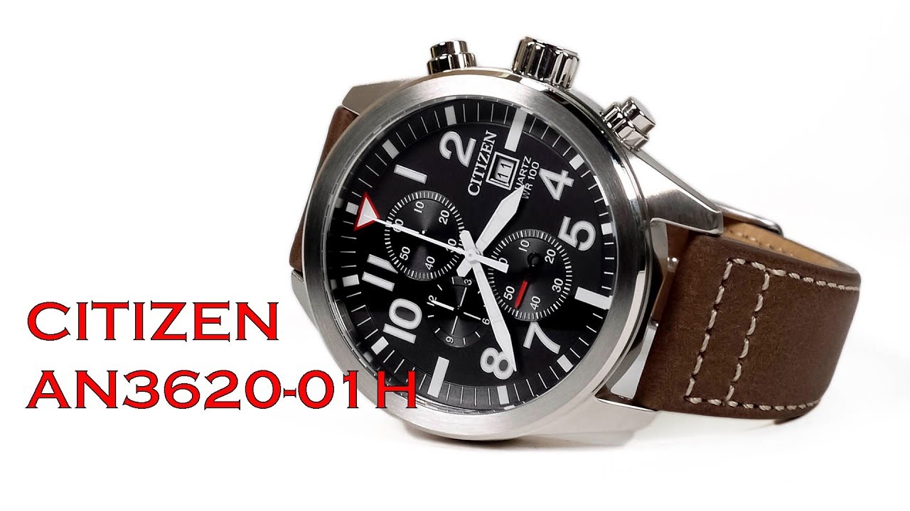 Citizen AN3620-01H 12 Hours Chronograph Brown Leather Watch - YouTube