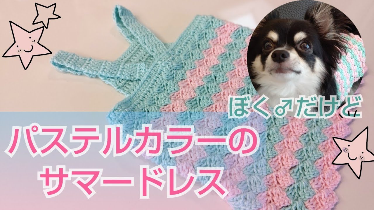 かぎ針犬服】コットンライクでパステルカラーのサマードレス編んでみ