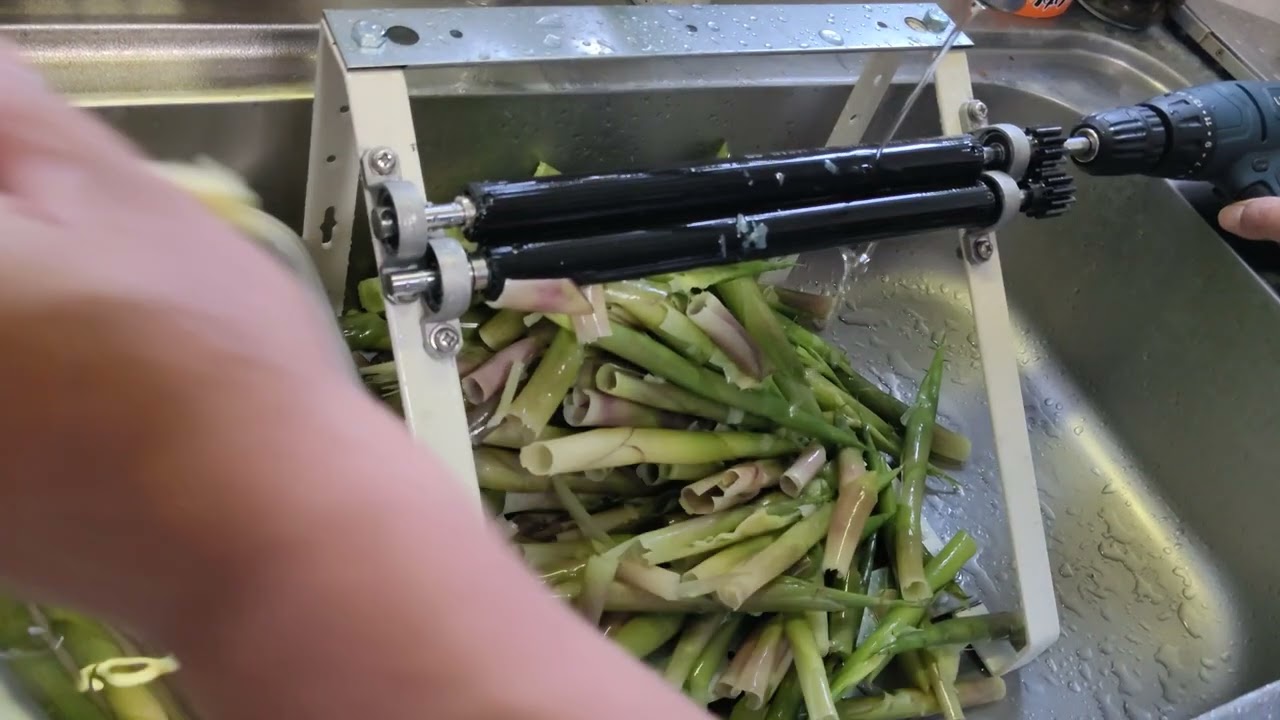 ネットのパーツで根曲がり竹の皮むき機を自作してみた【電動、タケノコ