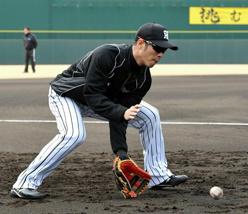 阪神 西岡が初スパイク練習 ジャンプや細かいステップも/タイガース