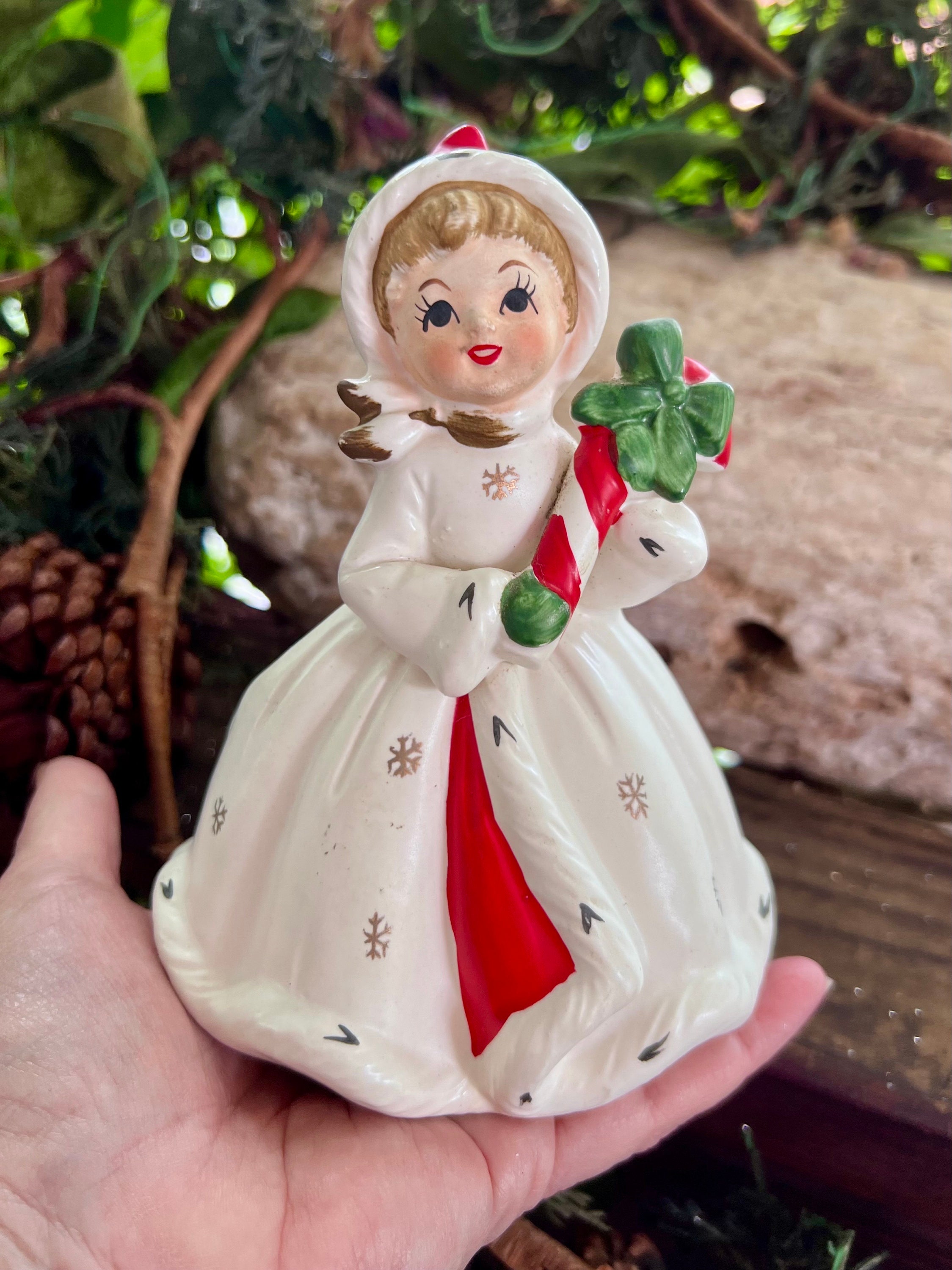 Vintage NAPCO Candy Cane Christmas Planter Ceramic MCM 1950