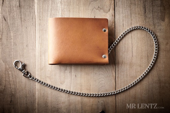 Men's Chain Wallet, Mens Leather Chain Wallet, Minimal Leather