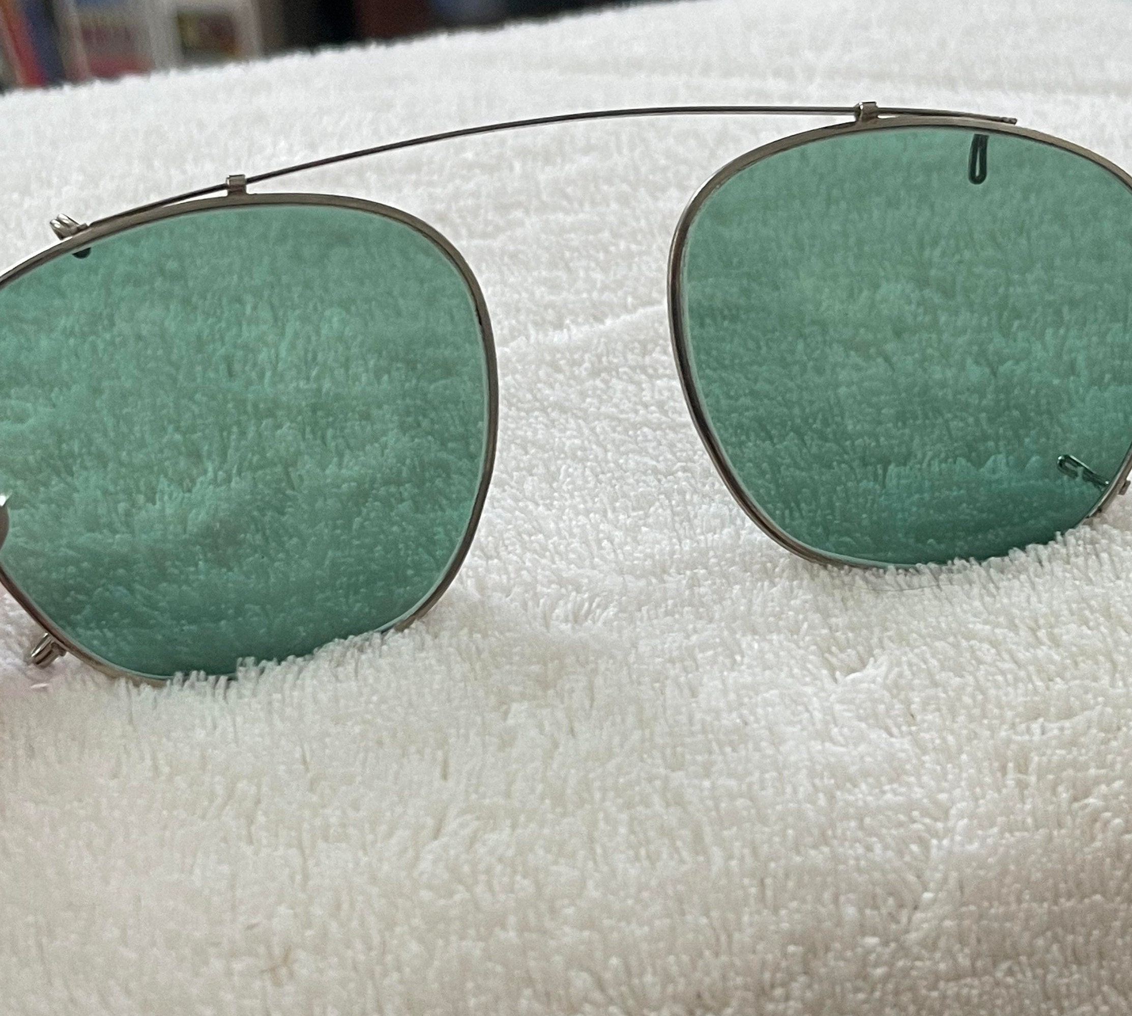 Vintage 1950's Bausch and Lomb Ray Ban Green Lens Clip on