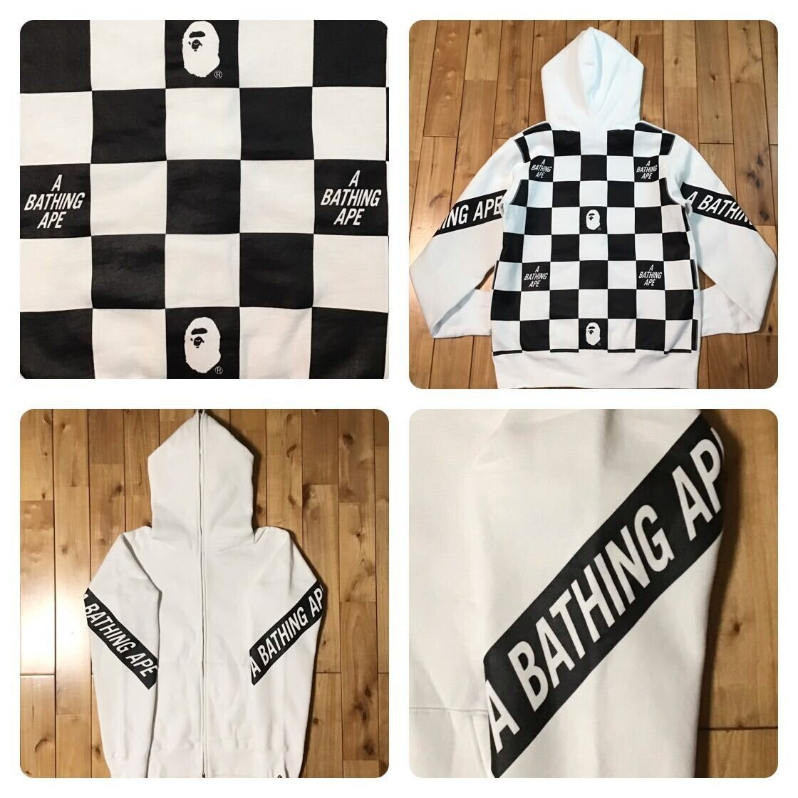 BAPE LOGO flag check full zip hoodie A Bathing Ape Size M | eBay