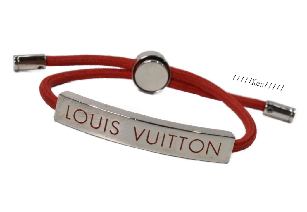 LOUIS VUITTON Bracelet Bangle Brasle LV Space M67418 Silver Red
