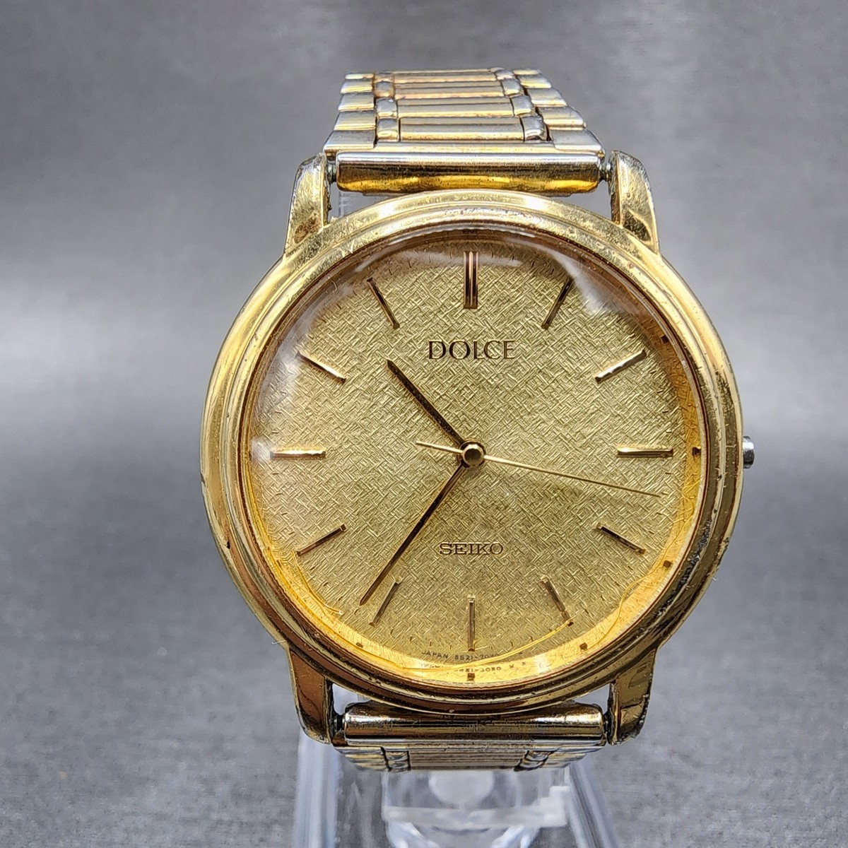 Seiko Dolce Watch Men 32mm Champagne Dial Gold Tone 5s21-6011 New