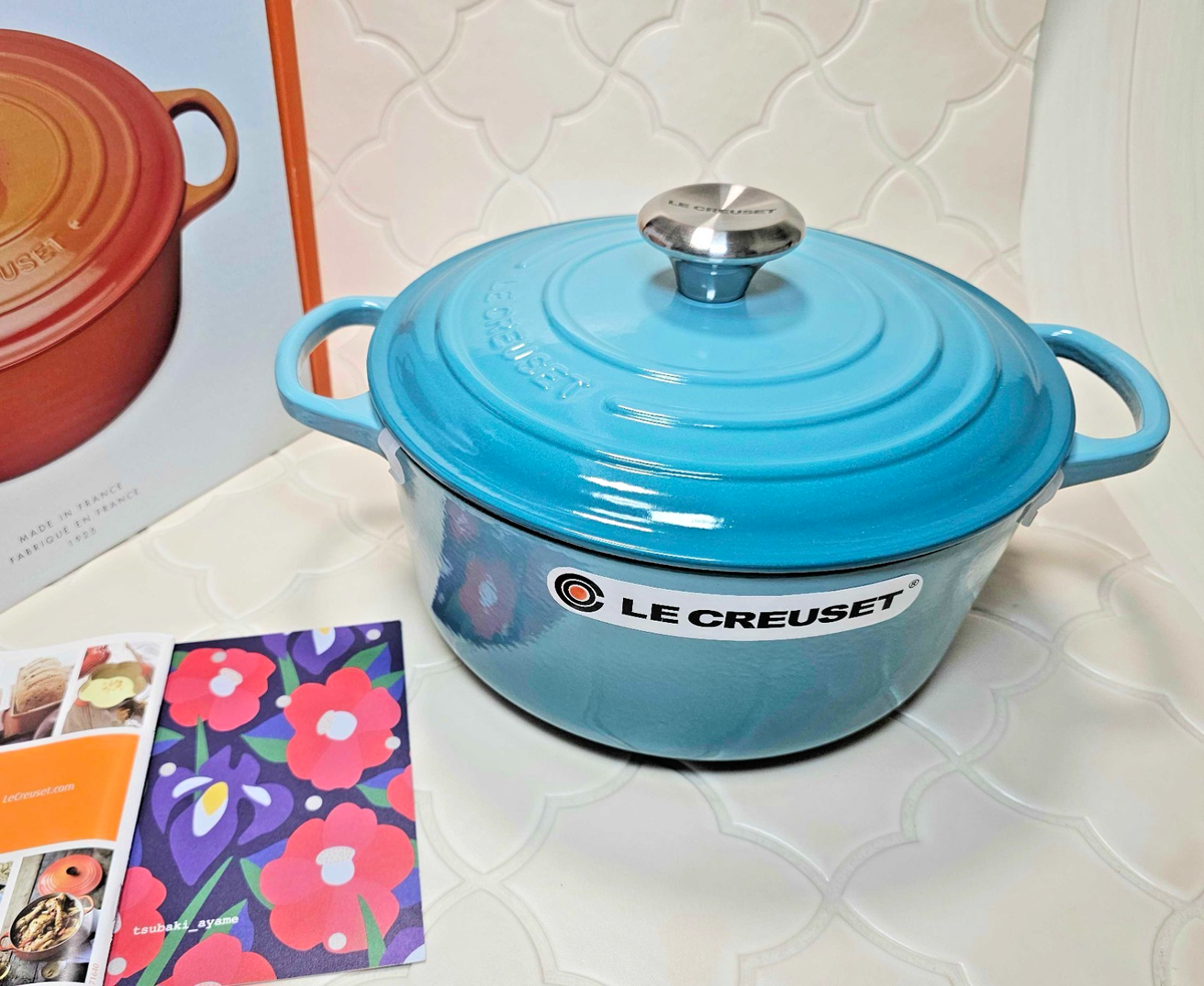 Le Creuset Signature Cocotte 24cm 9.5in 4.5qt Caribbean Blue Dutch