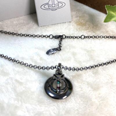 Vivienne Westwood Necklace Ornamental Small Orb Gunmetal NEW Japan