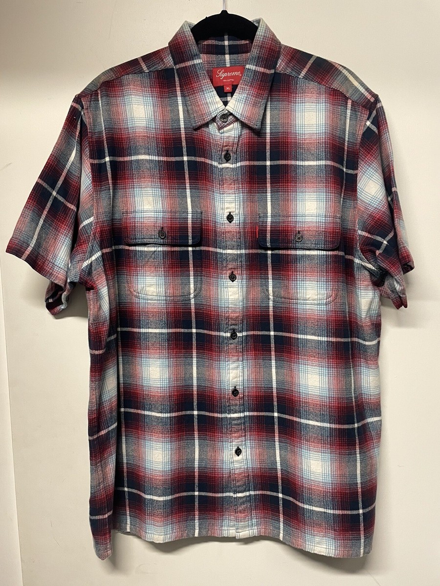 Supreme Shadow Plaid Flannel Shirt Navy/Blue/Red/White Mens Size