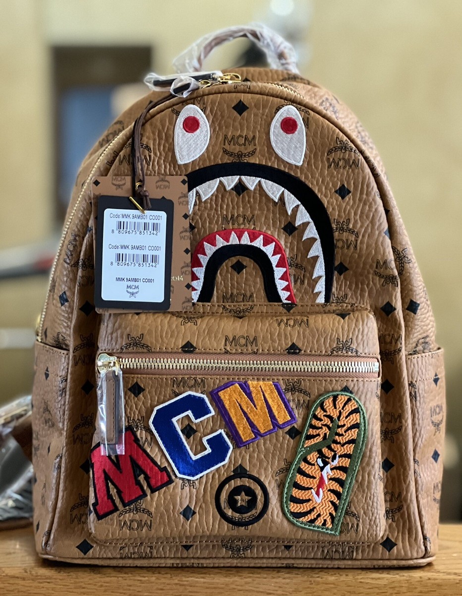 MCM BAPE SHARK STARK BACKPACK BRAND NEW VERY RARE TRUSTED USA