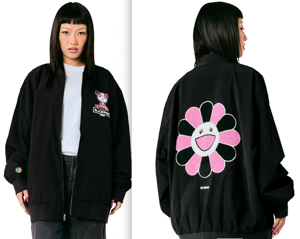 New LIMITED BLACKPINK X TAKASHI MURAKAMI Black Color Bomber Jacket