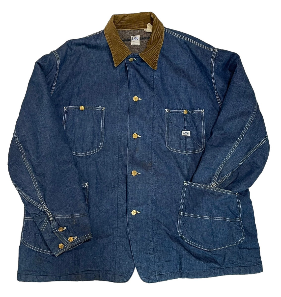 70's Vintage Lee Denim Work Coat Plus Size 2XL Alaska Lined Chore