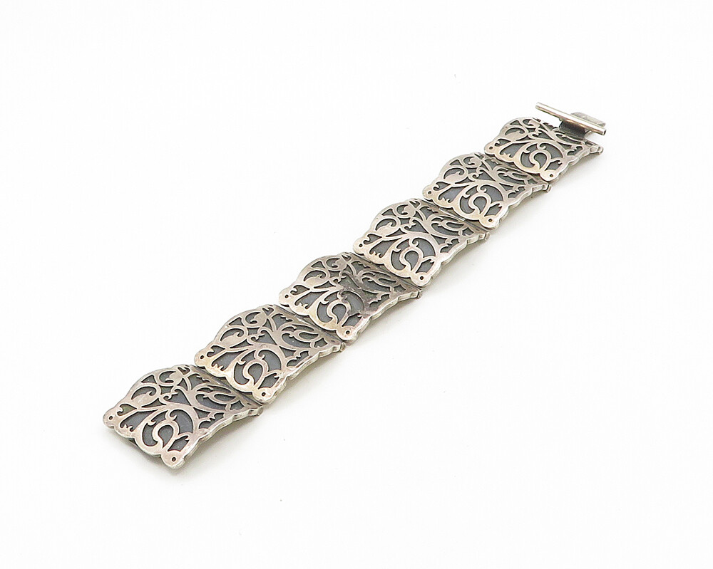 MEXICO 925 Sterling Silver Vintage Floral Vine Swirl Chain