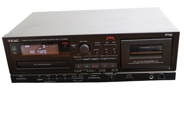 TEAC AD-RW900 CD Recorder With Cassette Deck and USB Port - Black