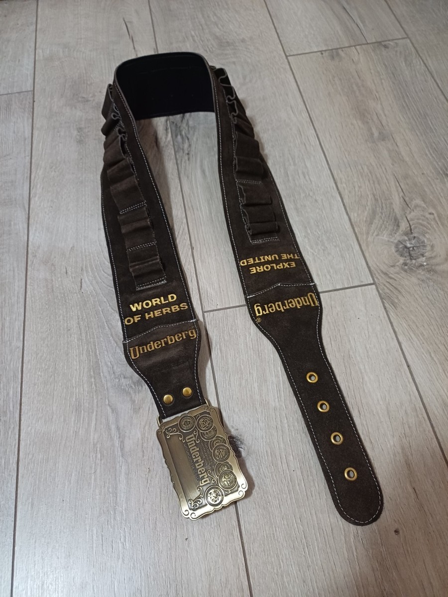 47'' RARE UNDERBERG LEATHER SUEDE GUN BELT BUCKLE BEER BITTER