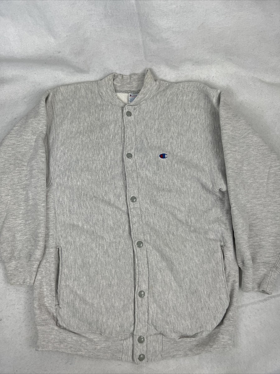 Vintage 90s Champion Reverse Weave Grey Cardigan Button Up