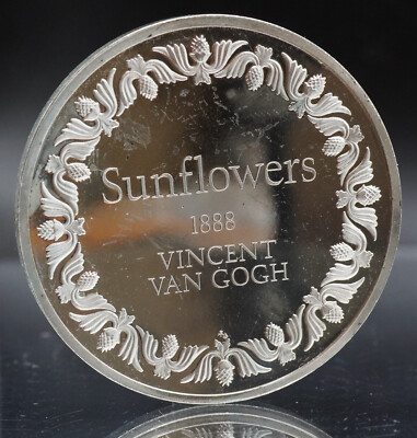 1974 Franklin Mint Vincent Van Gogh Sunflowers 2oz Sterling Silver