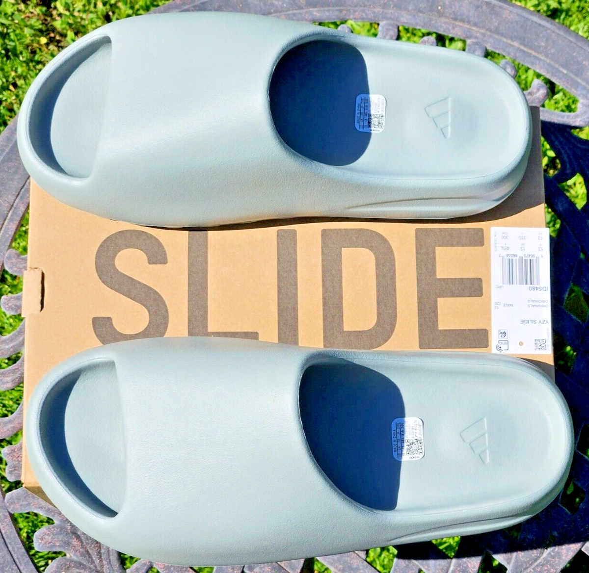 🔥 AUTHENTIC Light Blue Adidas Yeezy Slide SALT ID5480 US Men's