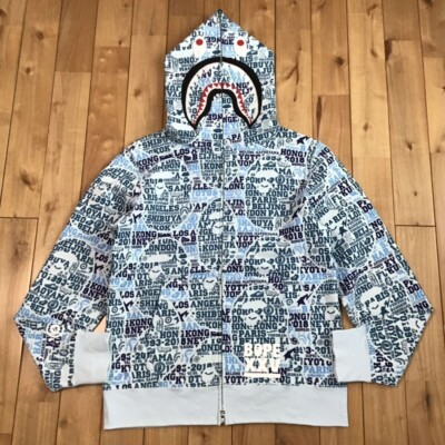 BAPE XXV CITIES CAMO Shark full zip hoodie Blue A Bathing Ape Size