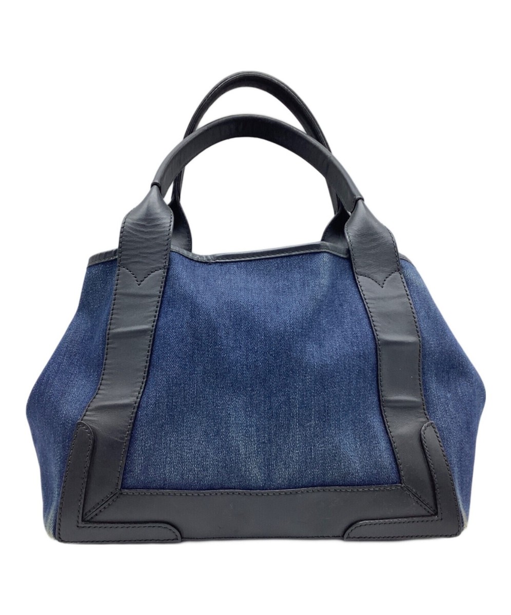 BALENCIAGA Navy Cabas S Hand Bag Denim Silver Blue 339933 Auth