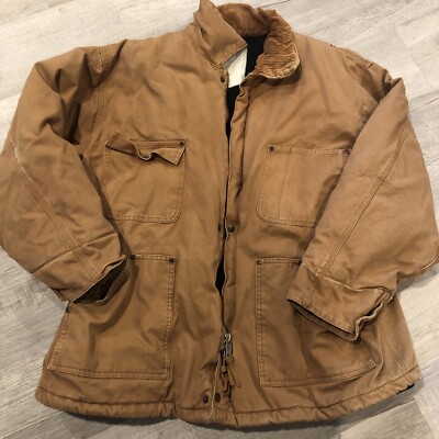 Old Mill Men's Full Zip Canvas Chore Jacket Tan XXL Lined Workwear